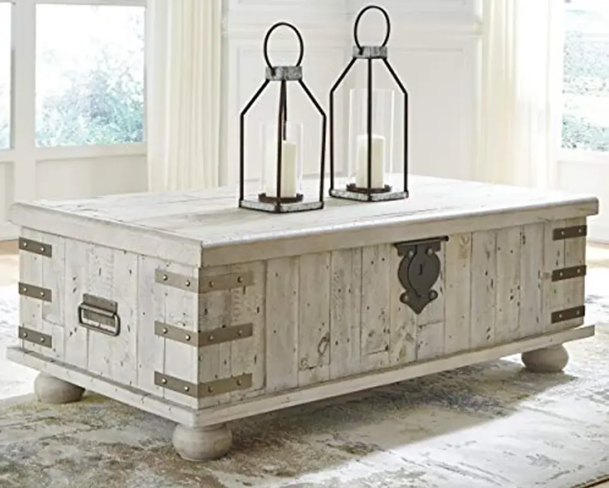 Signature Design by Ashley Carynhurst Lift Top Rustic Farmhouse Cocktail Table, Antique Off White