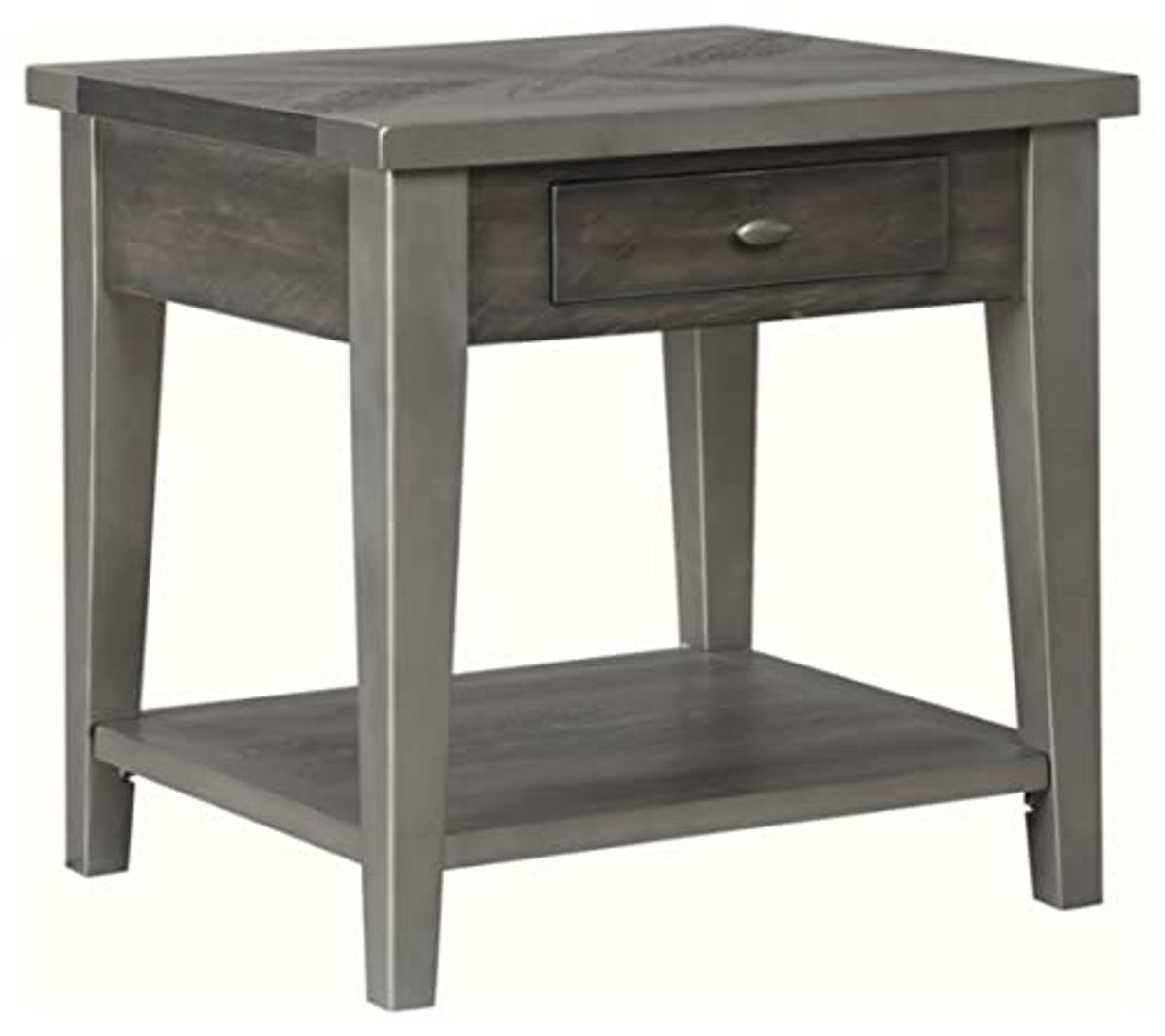 Signature Design by Ashley Branbury Urban Square End Table with 1 Drawer and Fixed Base Shelf, Dark Gray with Aged Metallic Finish