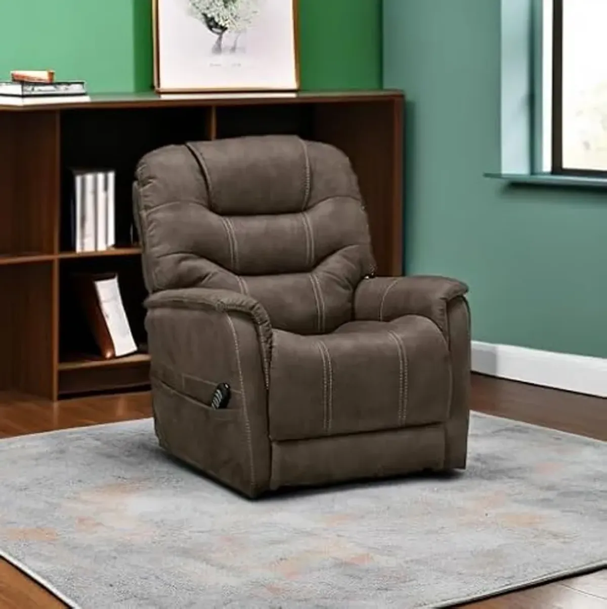 Signature Design by Ashley Ballister Contemporary Power Lift Recliner, Brown