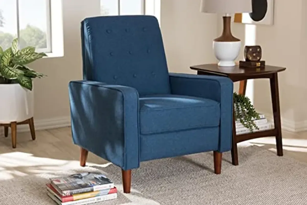 Baxton Studio Mathias Mid-century Modern Blue Fabric Upholstered Lounge Chair