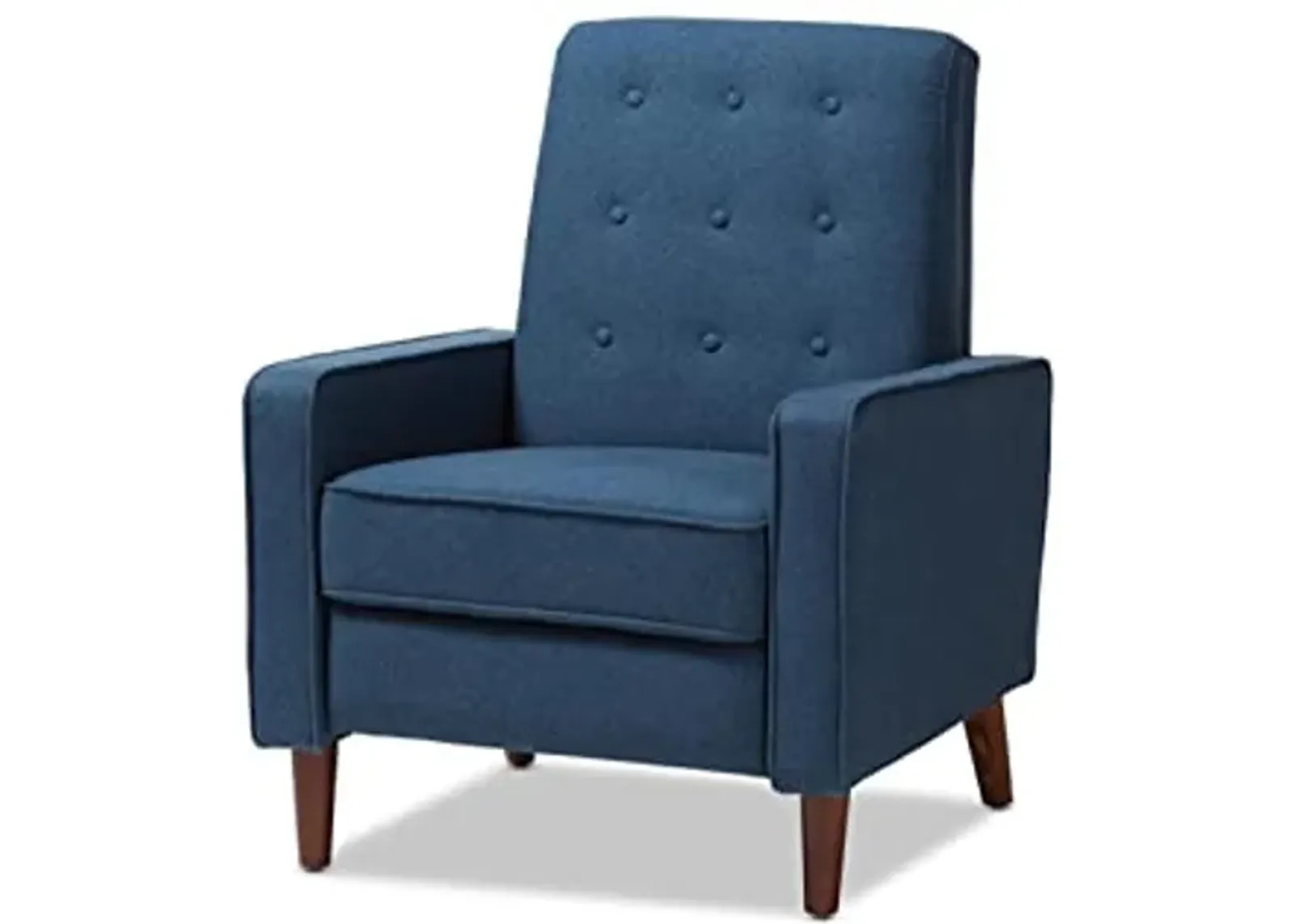 Baxton Studio Mathias Mid-century Modern Blue Fabric Upholstered Lounge Chair