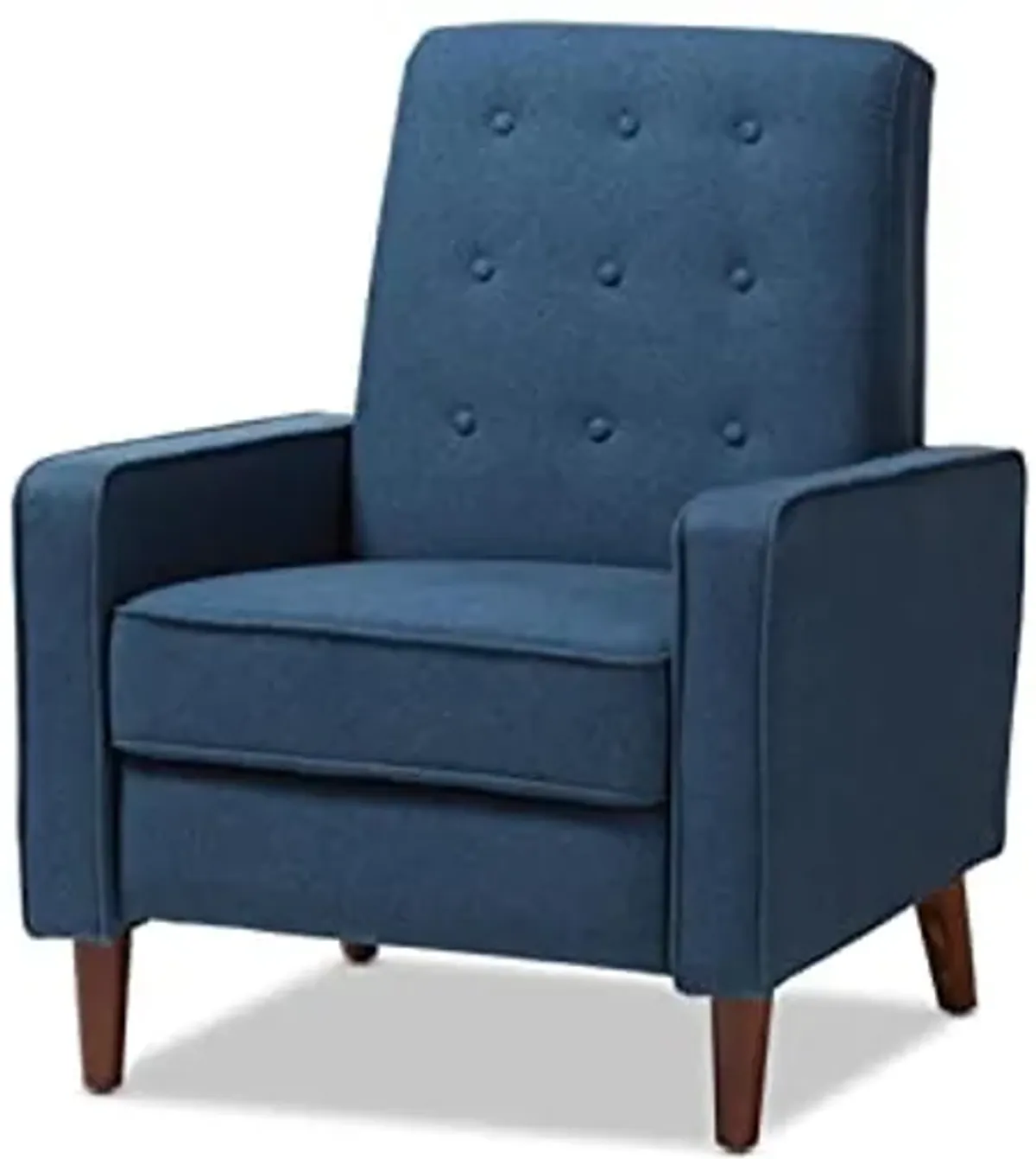 Baxton Studio Mathias Mid-century Modern Blue Fabric Upholstered Lounge Chair