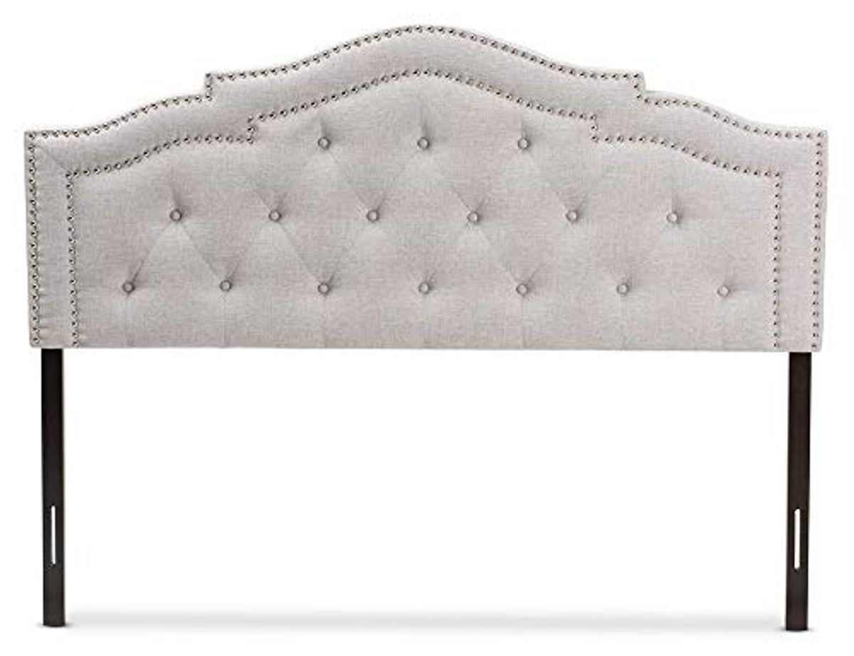 Baxton Studio Edith Modern and Contemporary Greyish Beige Fabric King Size Headboard Beige/King//Contemporary/Fabric Polyester 100%"/LVL/Foam