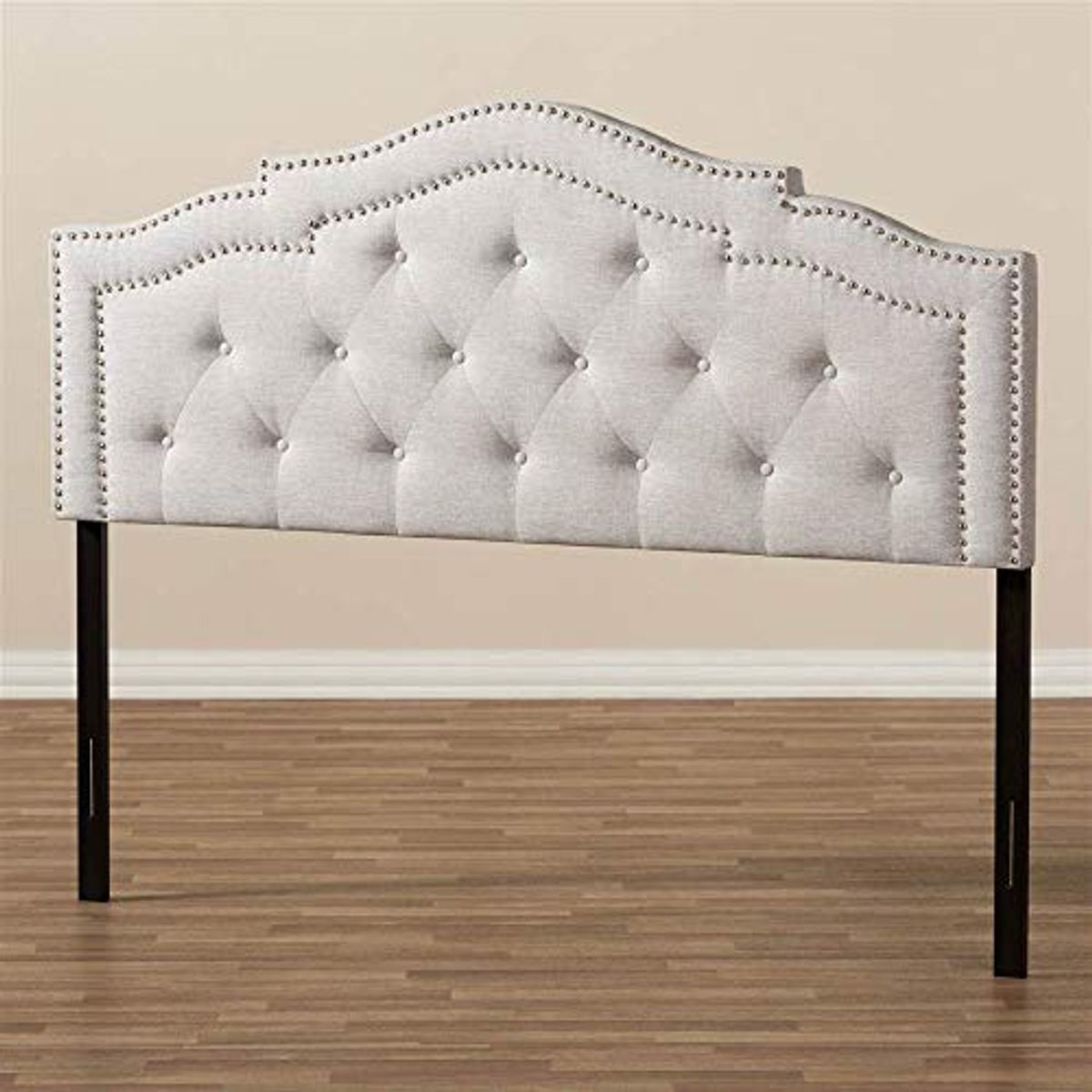 Baxton Studio Edith Modern and Contemporary Greyish Beige Fabric King Size Headboard Beige/King//Contemporary/Fabric Polyester 100%"/LVL/Foam