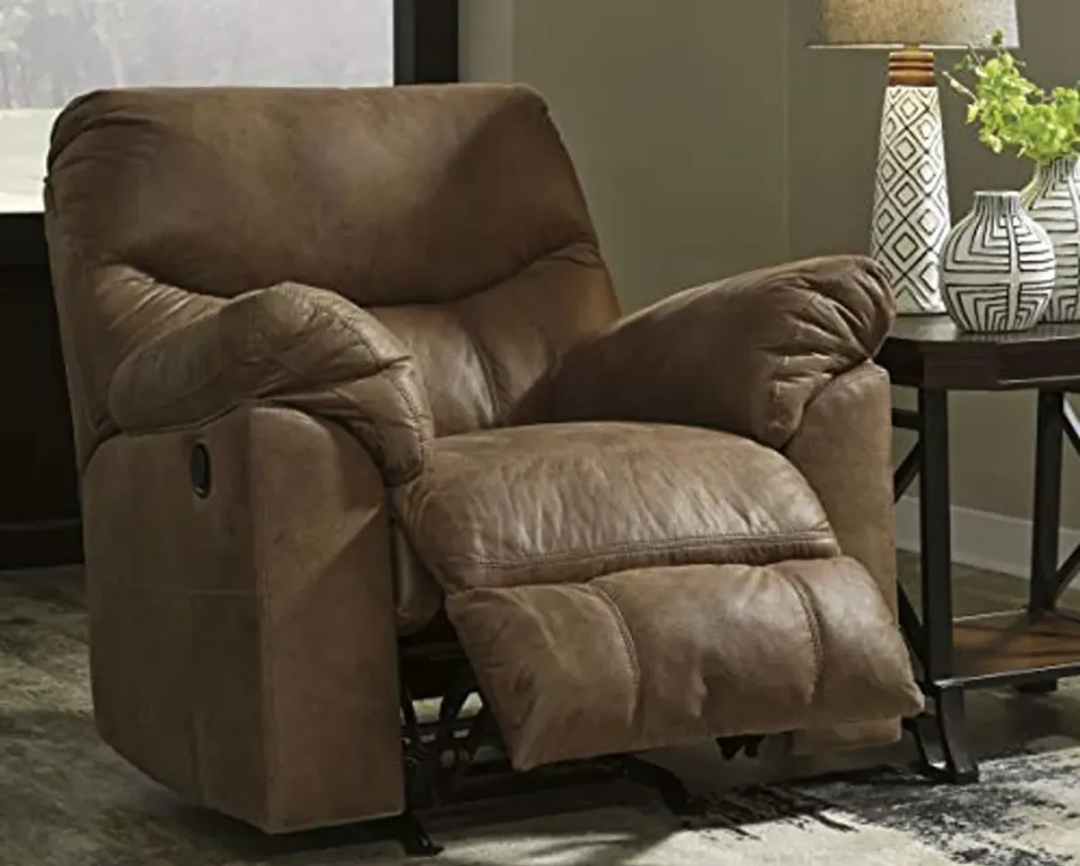 Signature Design by Ashley Boxberg Oversized Faux Leather Manual Pull Tab Rocker Recliner, Brown