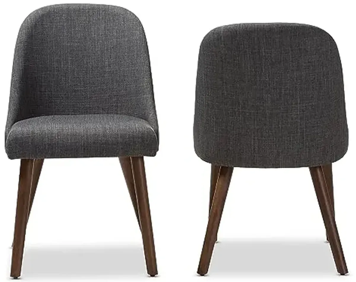 Baxton Studio Cody Mid-Century Fabric Dining Chair, Dark Grey, 2/Set