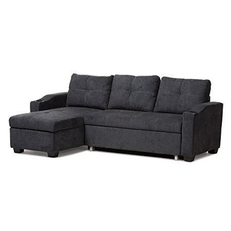 Baxton Studio Lianna Modern and Contemporary Dark Grey Fabric Upholstered Sectional Sofa Grey//Contemporary/Fabric Polyester 100"/Plywood/Foam