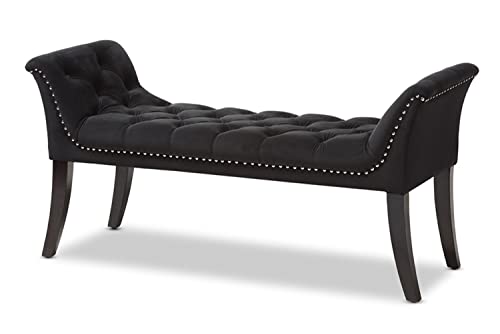 Baxton Studio Chandelle Luxe and Contemporary Black Velvet Upholstered Bench