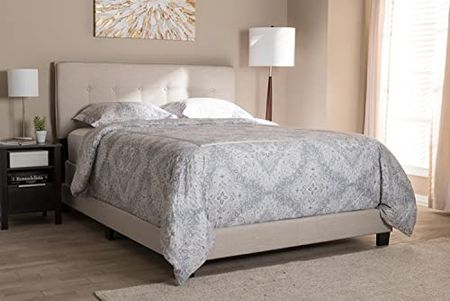 Baxton Studio Audrey Modern and Contemporary Light Beige Fabric Upholstered Full Size Bed