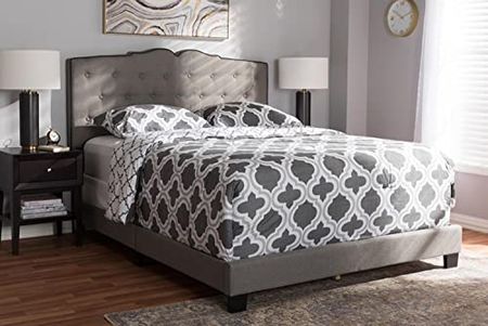 Baxton Studio Vivienne Modern and Contemporary Light Grey Fabric Upholstered Full Size Bed