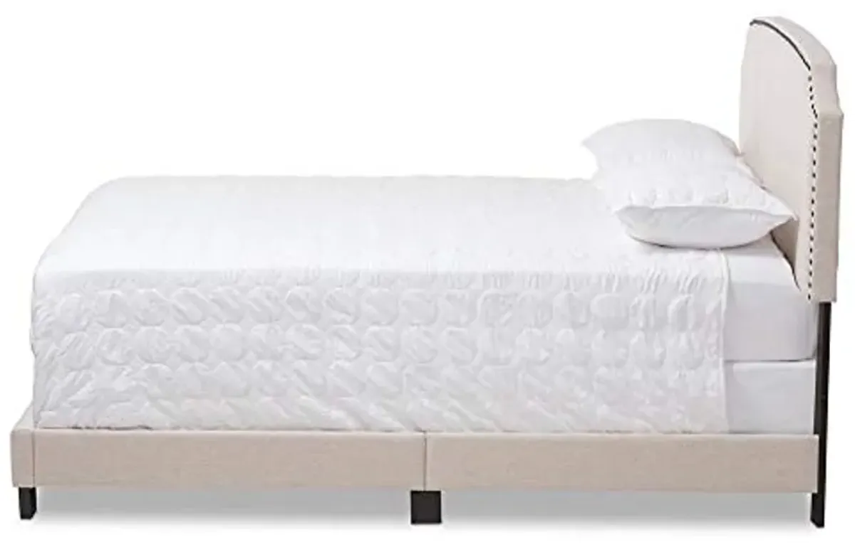 Baxton Studio Odette Modern and Contemporary Light Beige Fabric Upholstered Queen Size Bed