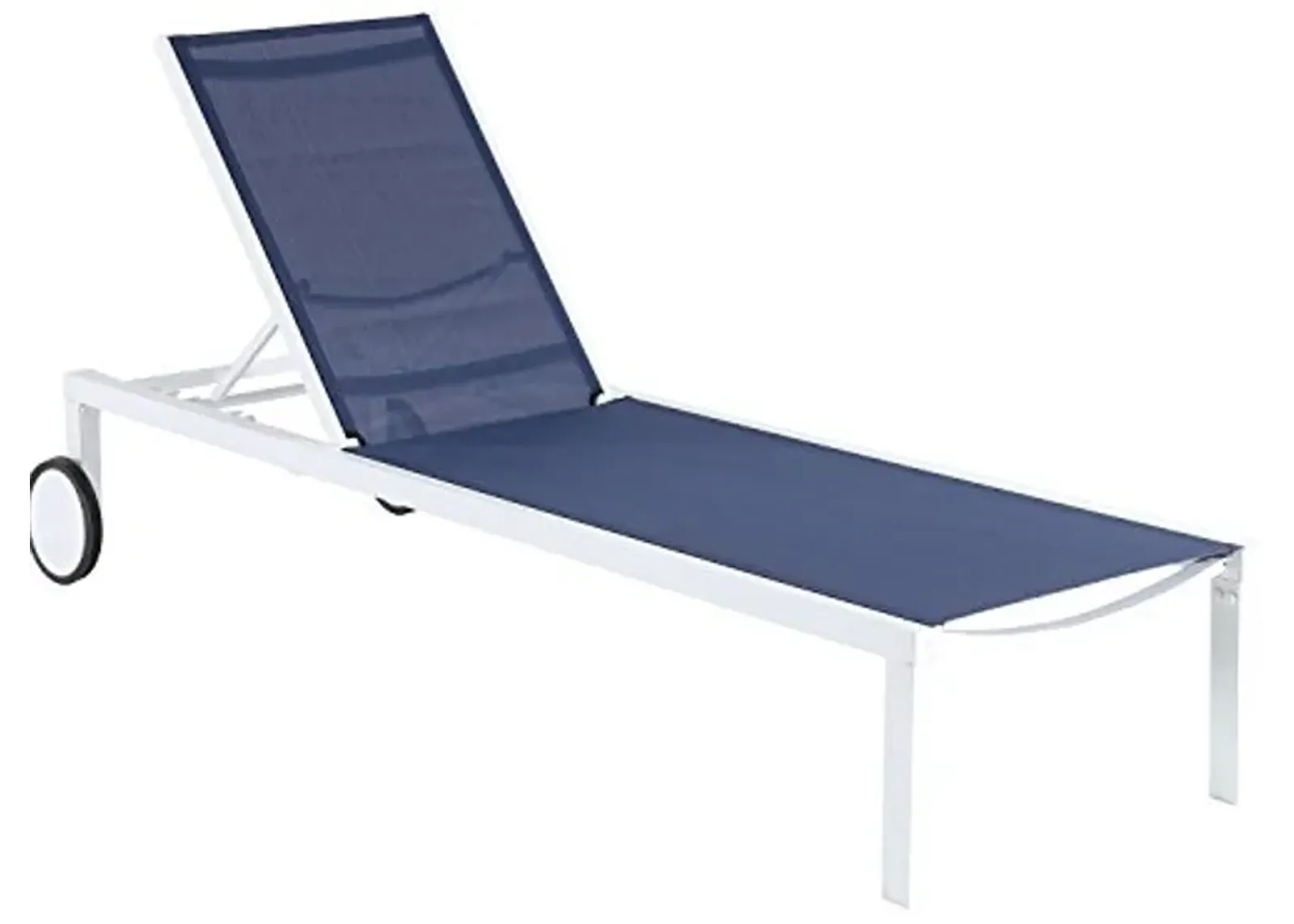 Hanover Windham Adjustable Sling Chaise Lounge Chair, Modern Outdoor Lounge Chair for Patio, Backyard, Poolside, Rust-Resistant Aluminum Frame, Weather-Resistant, Navy/White