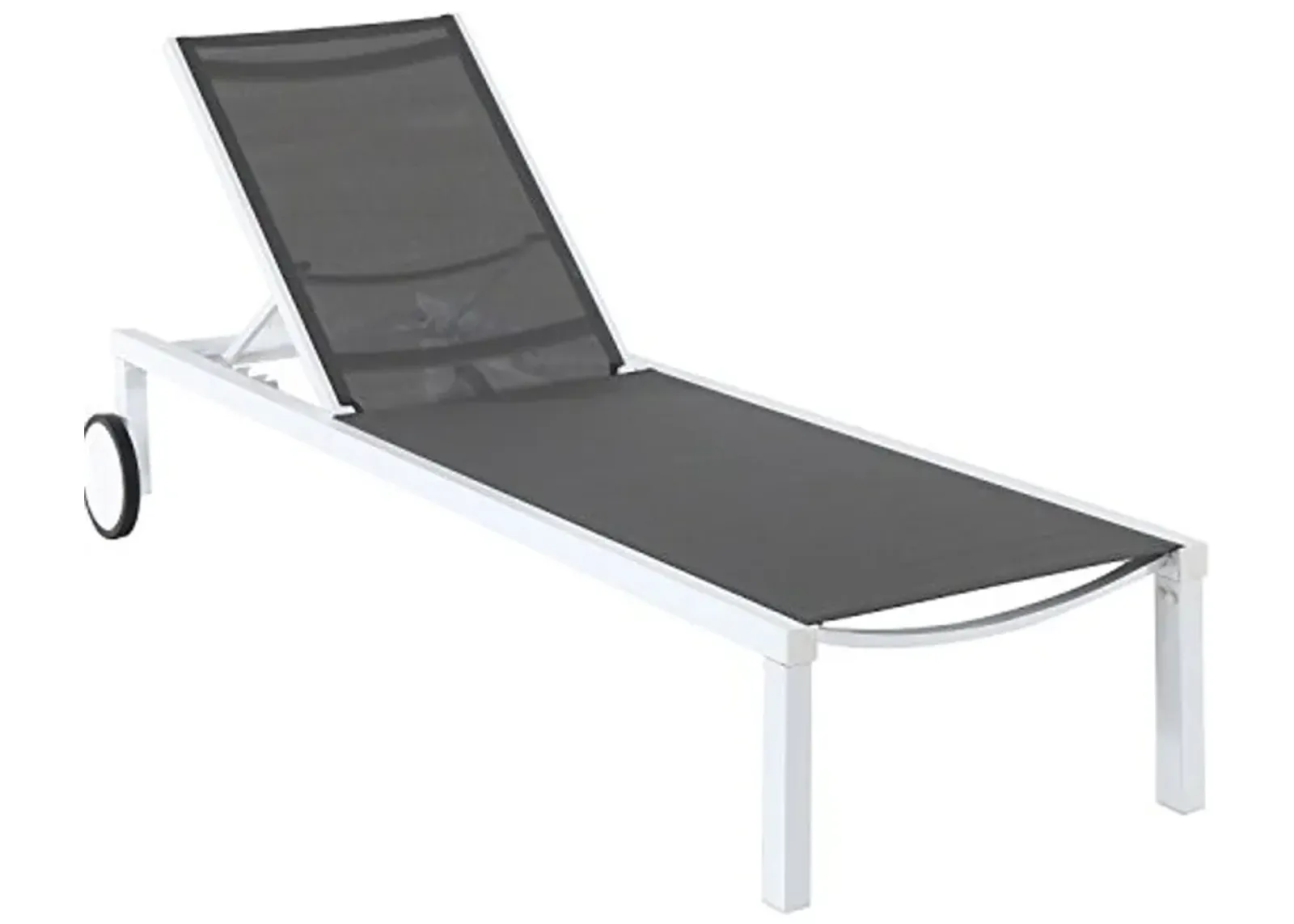 Hanover Windham Adjustable Sling Chaise Lounge Chair, Modern Outdoor Lounge Chair for Patio, Backyard, Poolside, Rust-Resistant Aluminum Frame, Weather-Resistant, Gray/White