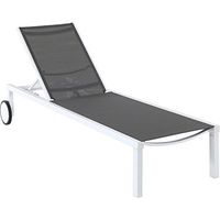 Hanover Windham Adjustable Sling Chaise Lounger | Modern Outdoor Furniture for Patio, Backyard, Poolside | Rust-Proof Aluminum Frame | Weather-Resistant | Gray | WINDCHS-W-Gry, White/Grey