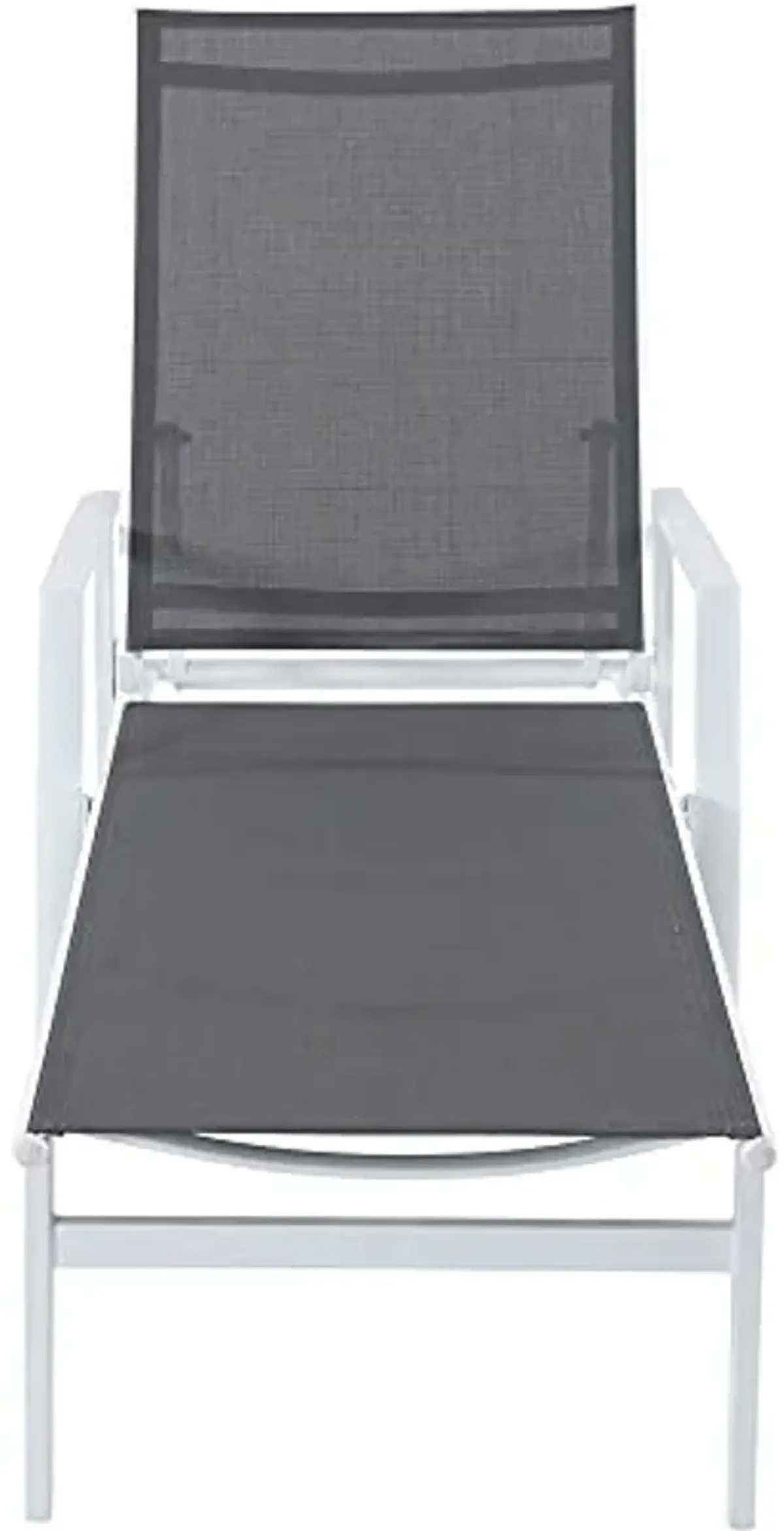 Hanover Naples Outdoor Folding Chaise Lounge Chair with Adjustable Backrest, Poolside and Patio Lounge Chair, UV and Weather-Resistant Gray Sling Fabric