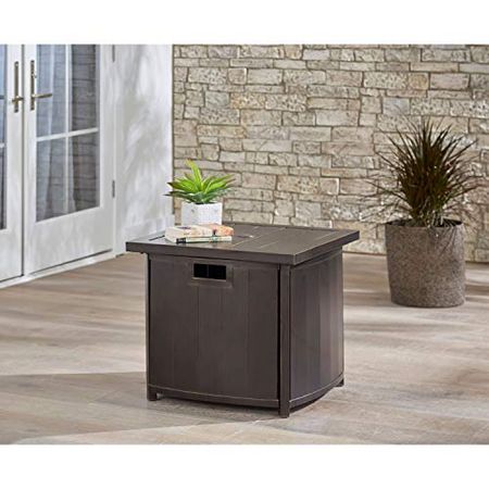 Hanover 25 Square Umbrella Side Table with Slat Tabletop, Oil Rubbed Bronze