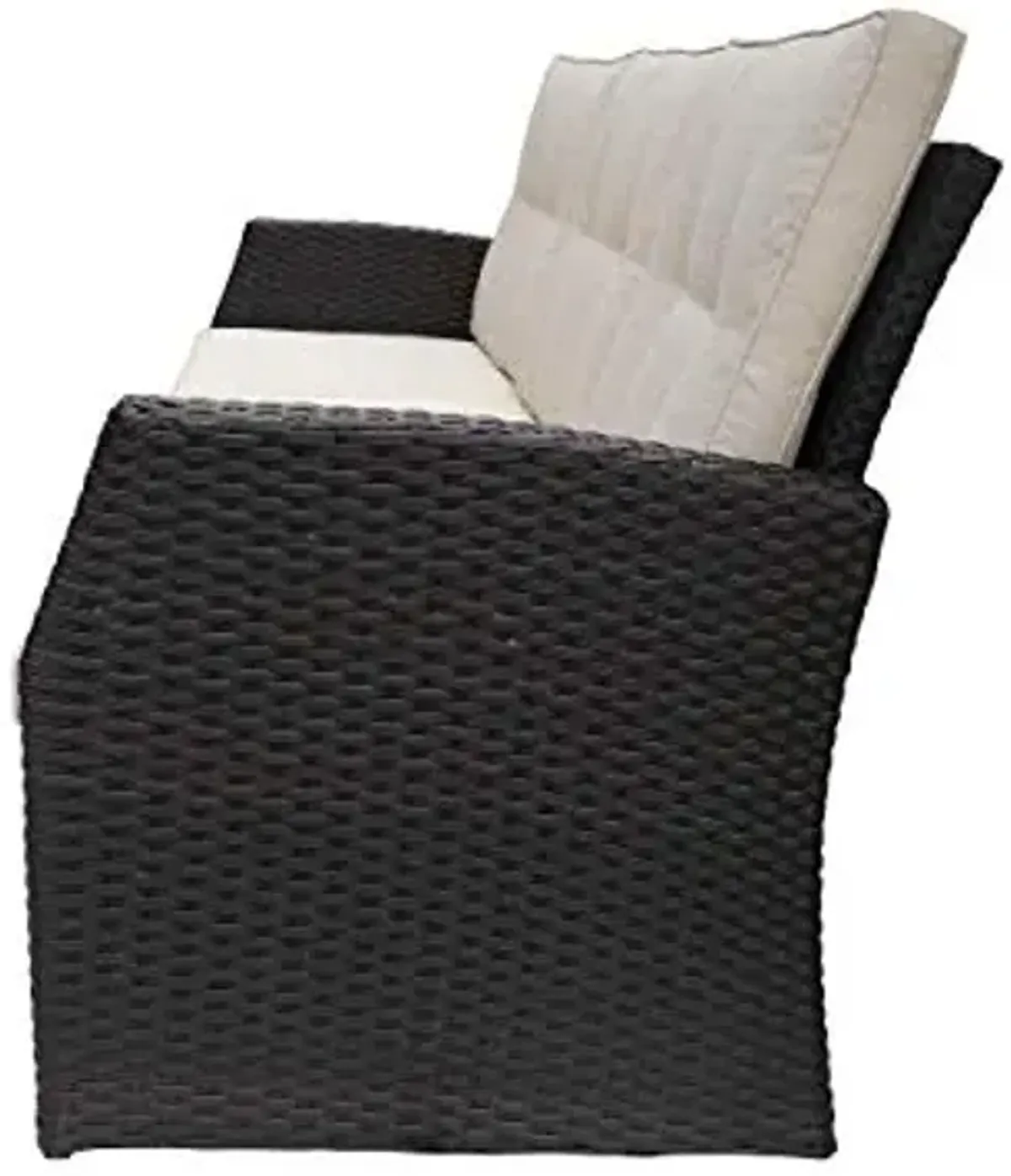 Christopher Knight Home Amigo Outdoor 3 Seater Wicker Sofa, Dark Brown with Beige Cushions