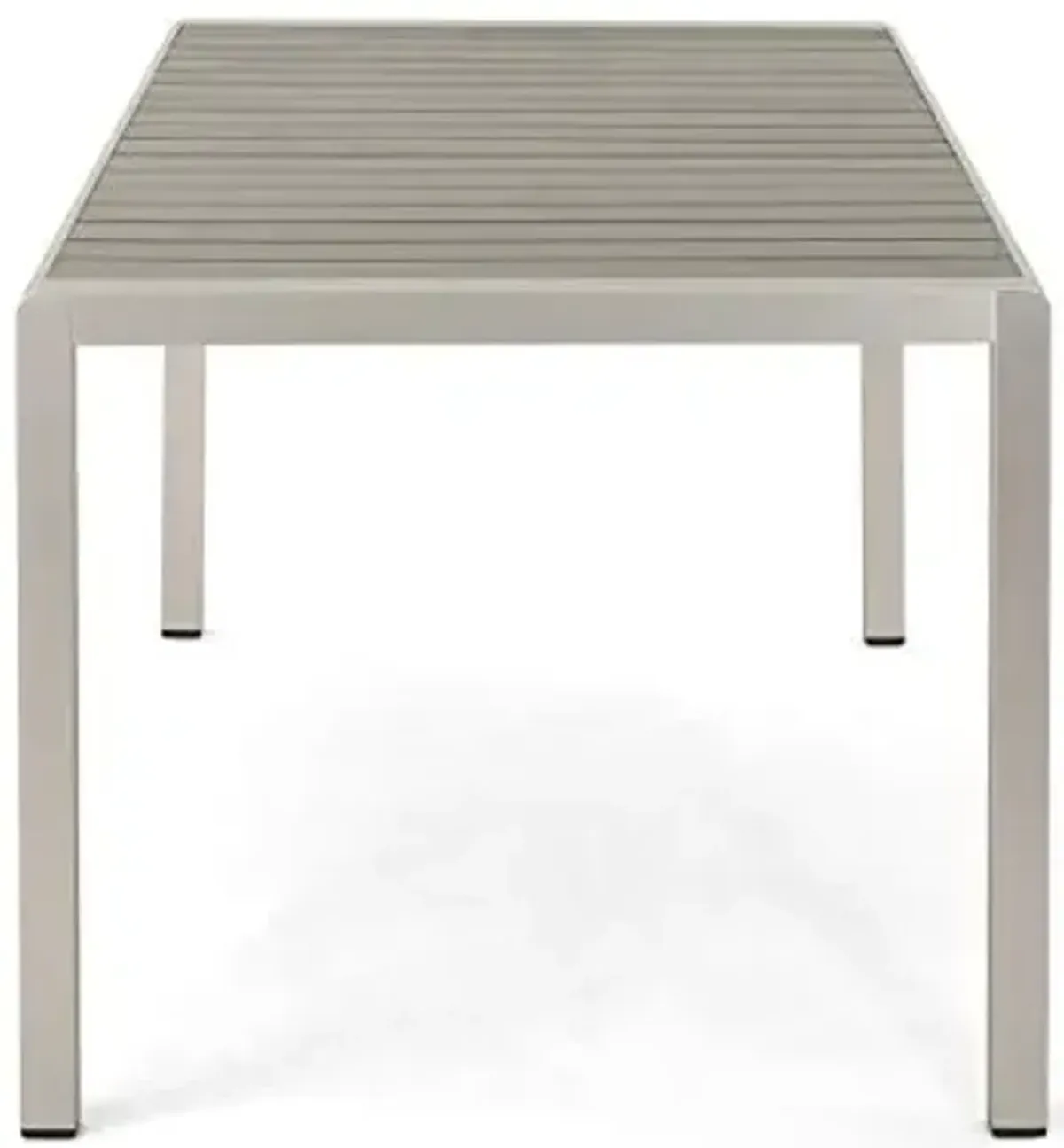 Christopher Knight Home Coral Outdoor Aluminum Dining Table with Faux Wood Top, Gray Finish,Grey
