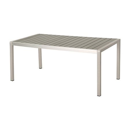 Christopher Knight Home Coral Outdoor Aluminum Dining Table with Faux Wood Top, Gray Finish