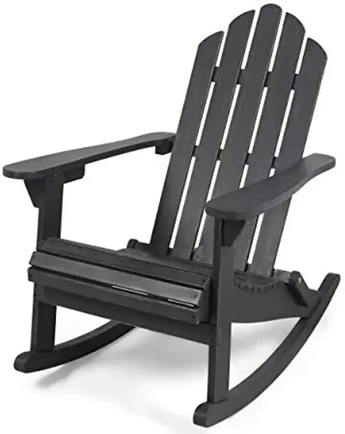 Christopher Knight Home Cara Outdoor Adirondack Acacia Wood Rocking Chair, Dark Gray Finish