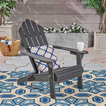 Christopher Knight Home Cara Outdoor Foldable Acacia Wood Adirondack Chair, Blue Finish