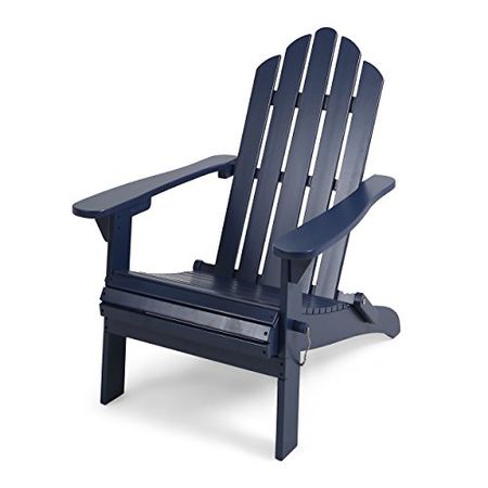 Christopher Knight Home Cara Outdoor Foldable Acacia Wood Adirondack Chair, Blue Finish