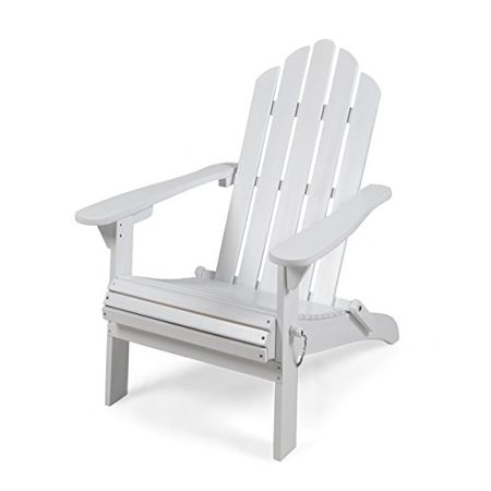 Christopher Knight Home Cara Outdoor Foldable Acacia Wood Adirondack Chair, White Finish