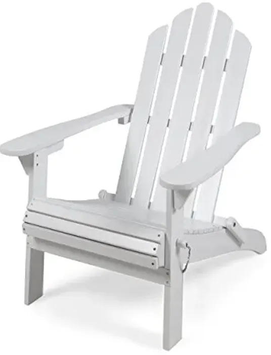 Christopher Knight Home Cara Outdoor Foldable Acacia Wood Adirondack Chair, White Finish