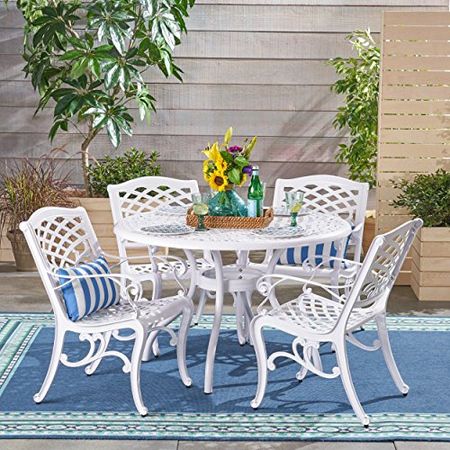 Christopher Knight Home Brody Outdoor 4 Seater Dining Set, White