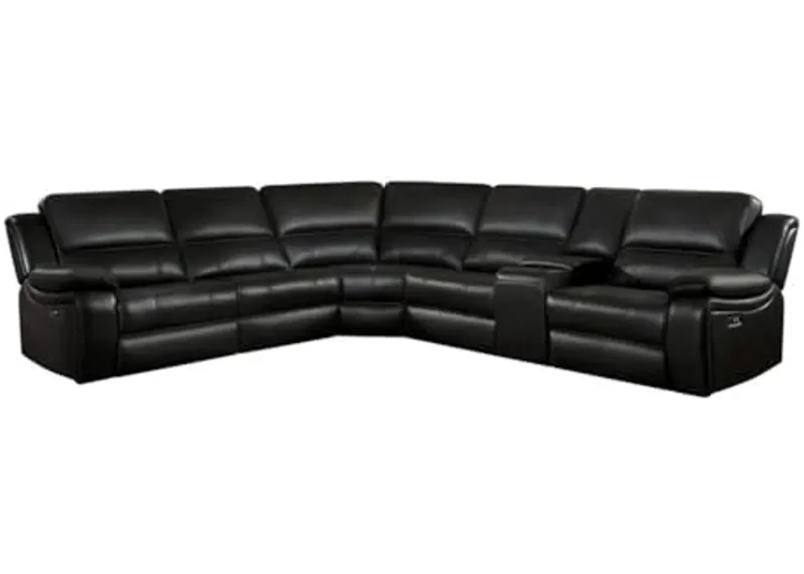 Homelegance 8260DB*6PW Power Reclining SECTIONAL Sofa with Storage Console, 120" X 136", Dark Brown Faux Leather