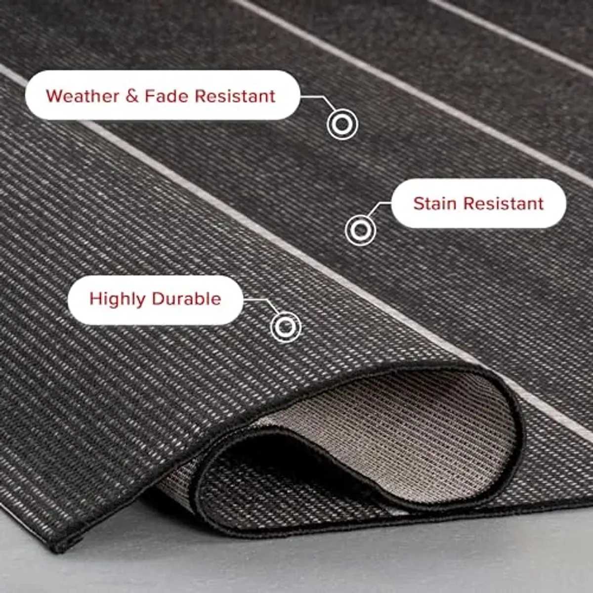 nuLOOM 5' x 8' Outdoor Performance Area Rug, OEKO-TEX Certified, Weather Resistant, High Traffic, Patio, Balcony, Outside, Alaina Black