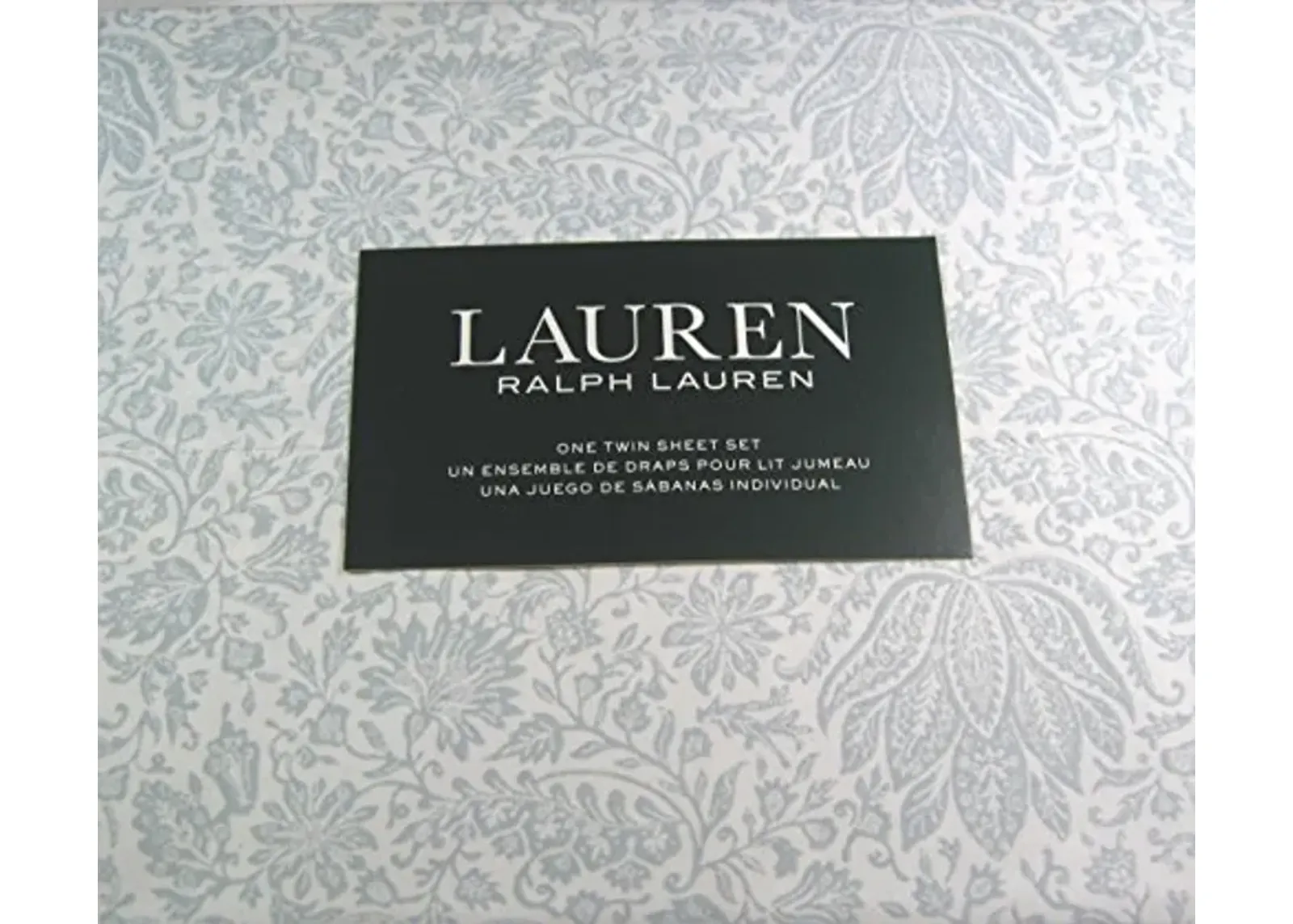 Lauren Ralph Lauren 3 Piece Floral Twin Sheet Set Light Blue and White 100% Cotton