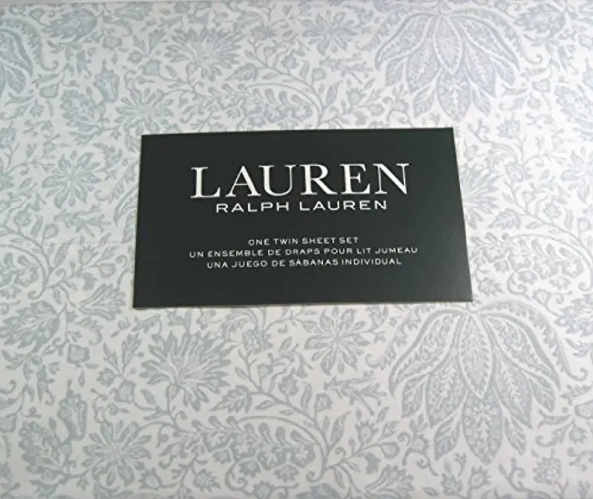 Lauren Ralph Lauren 3 Piece Floral Twin Sheet Set Light Blue and White 100% Cotton