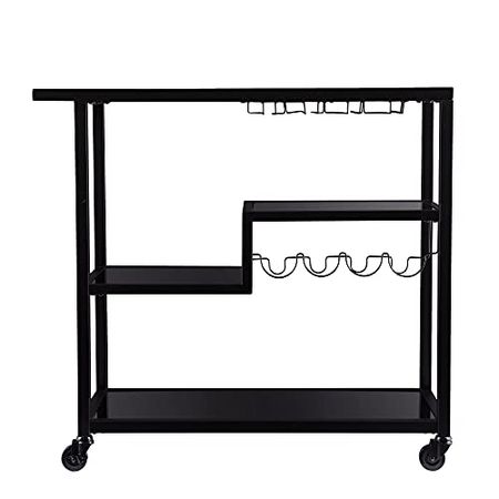 SEI Furniture Holly & Martin Zephs Bar Cart - Black w/Smoked Mirror