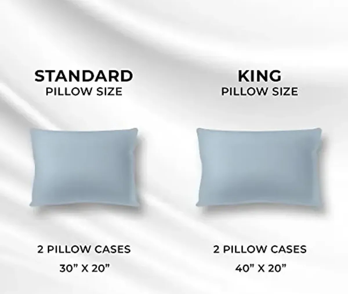 Tribeca Living Egyptian Cotton Sateen Pillowcases Standard Size, Set of 2 Bed Pillow Covers, Solid, 600 Thread Count, Luxury Bedding, Sky Blue