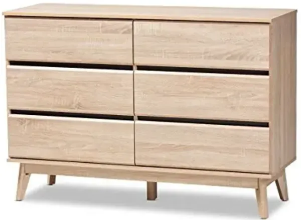 Baxton Studio Heureux Dresser, Oak Brown/Dark Grey