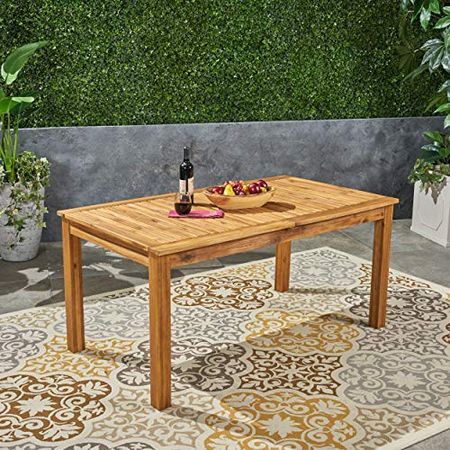 Christopher Knight Home Eric Outdoor Expandable Acacia Wood Dining Table, Natural Finish