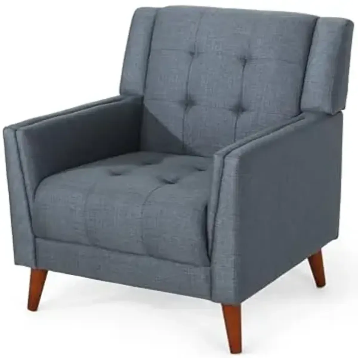 Christopher Knight Home Evelyn Mid Century Modern Fabric Arm Chair, Dark Gray, Walnut