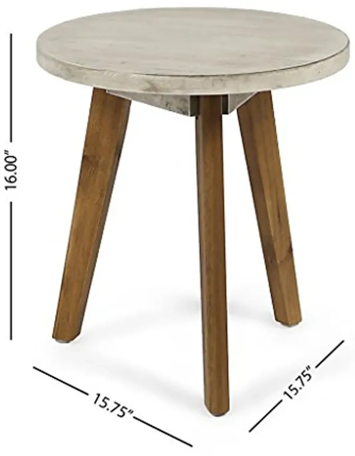 Christopher Knight Home Gino Outdoor Acacia Wood Side Table, Light Gray Finish/Natural Finish