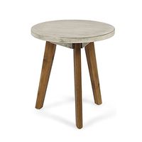 Christopher Knight Home Gino Outdoor Acacia Wood Side Table, Light Gray Finish/Natural Finish