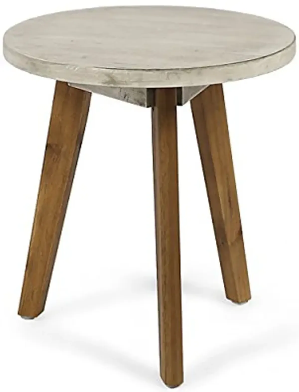 Christopher Knight Home Gino Outdoor Acacia Wood Side Table, Light Gray Finish/Natural Finish