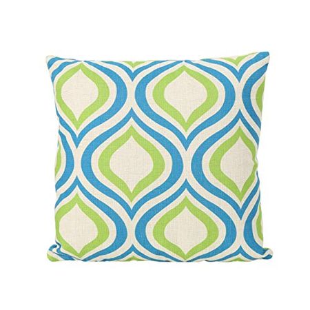 Christopher Knight Home Mabel Outdoor Water Resistant 18" Square Pillow, Blue and Green Ikat
