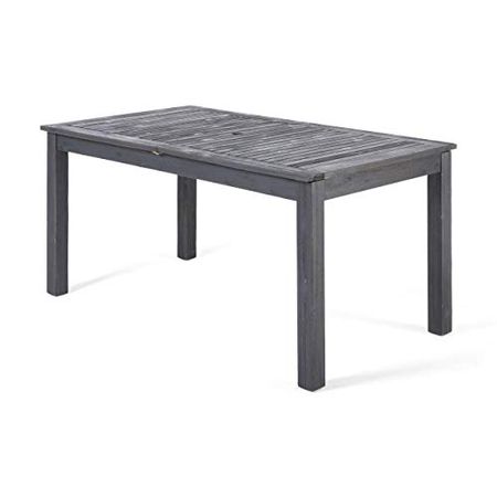 Christopher Knight Home Eric Outdoor Expandable Acacia Wood Dining Table, Dark Gray Finish