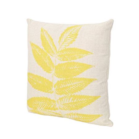 Christopher Knight Home Mark Outdoor Leaves Water Resistant 18" Square Pillow, Yellow on Beige