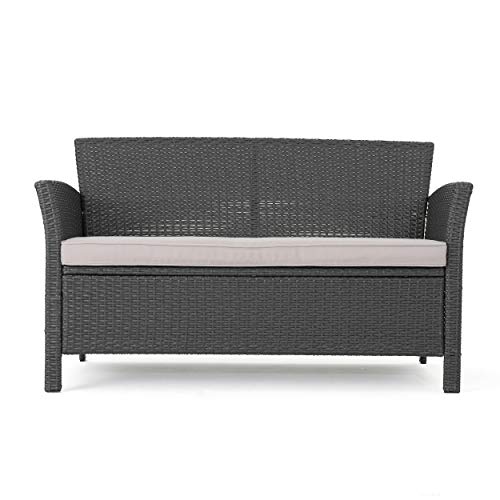 Christopher Knight Home Louisa Outdoor Wicker Loveseat, Silver, Gray
