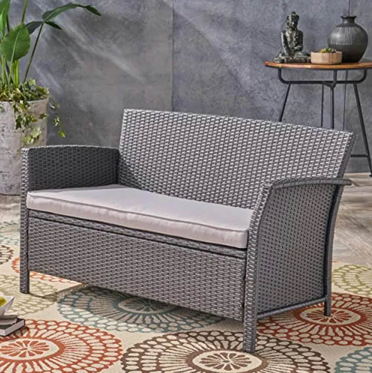 Christopher Knight Home Louisa Outdoor Wicker Loveseat, Silver, Gray/Light Gray