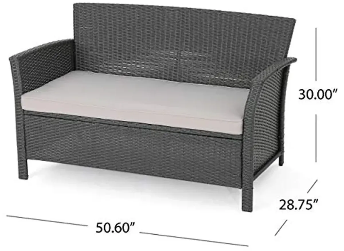 Christopher Knight Home Louisa Outdoor Wicker Loveseat, Silver, Gray/Light Gray