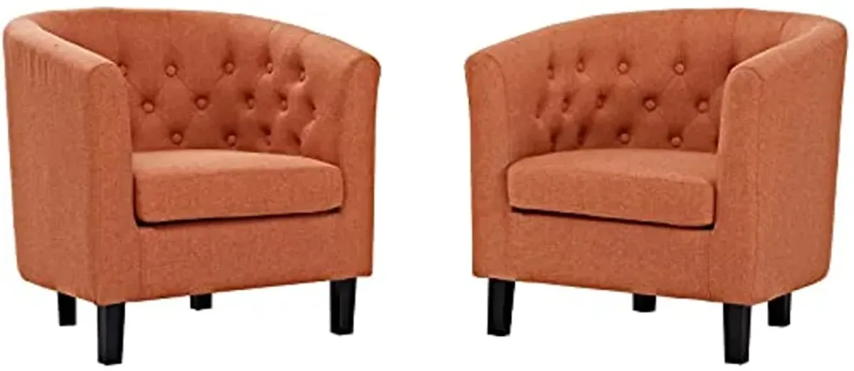 Modway Prospect Upholstered Fabric Contemporary Modern Two Armchairs in Orange