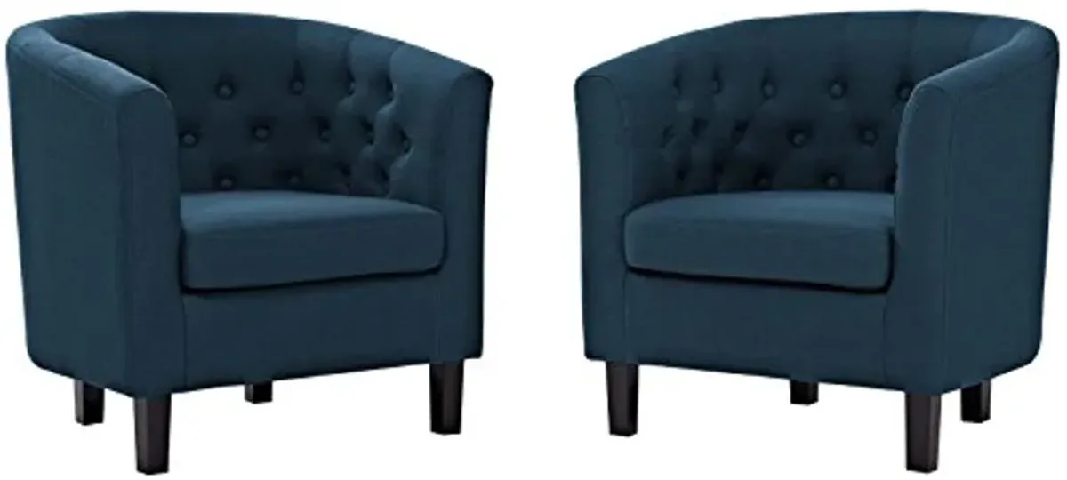 Modway Prospect Upholstered Fabric Accent Lounge Living Room Armchairs, Set of Two, Azure