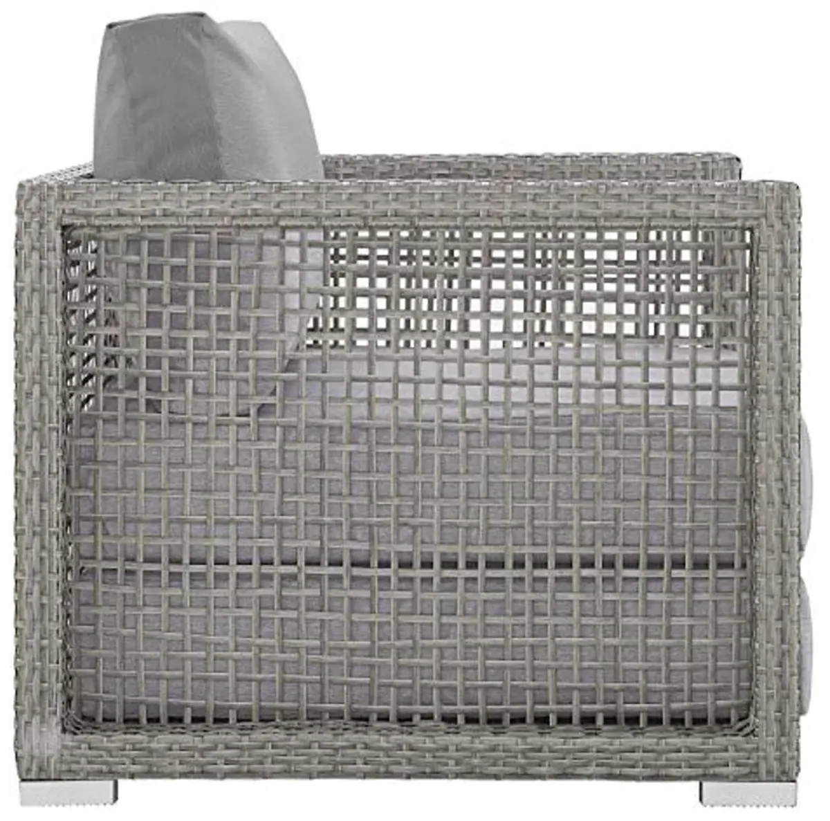 Modway Aura Wicker Rattan Outdoor Patio Arm Chair with Cushions in Gray Gray